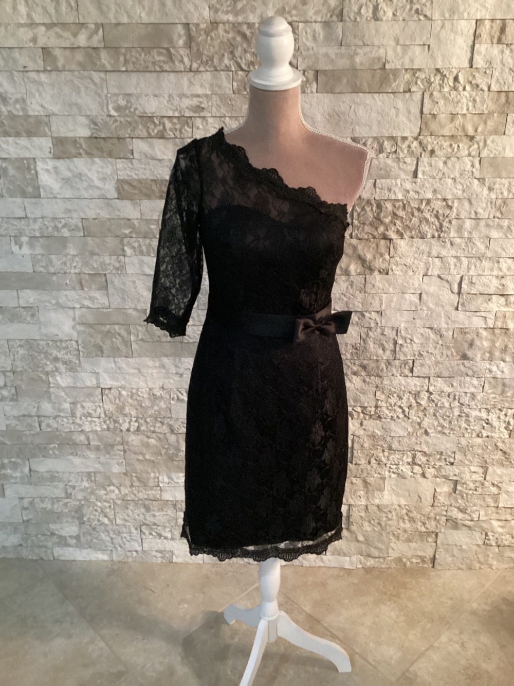 By Light In The Box One-Shoulder Black Lace Dress